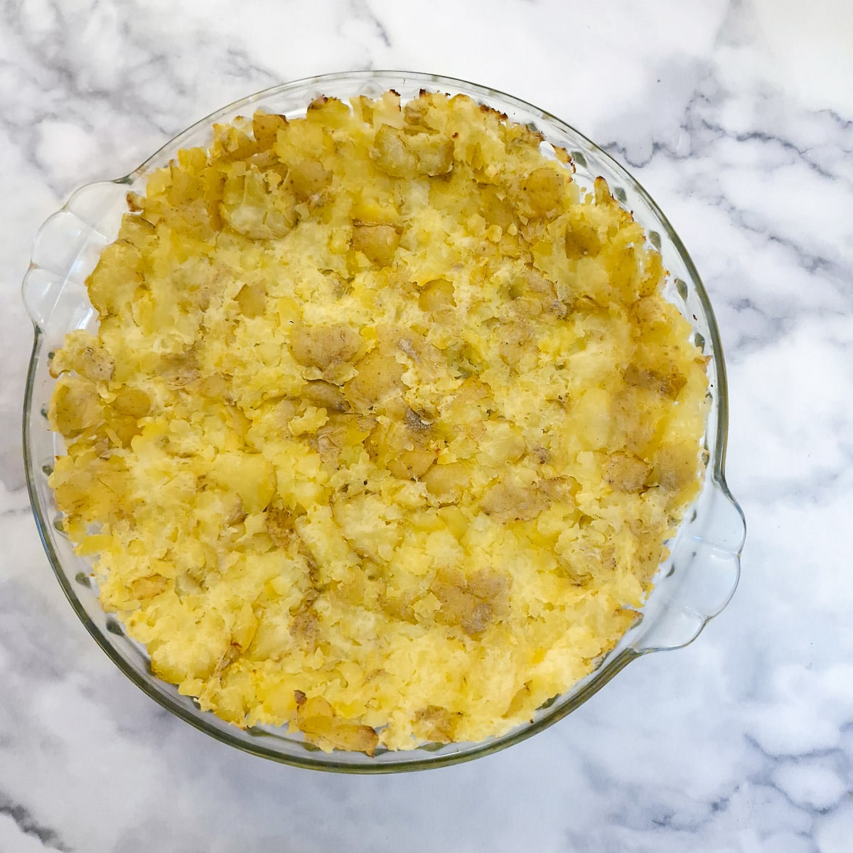 The potato crust after being baked.