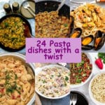 A collage of varrious pasta dishes.
