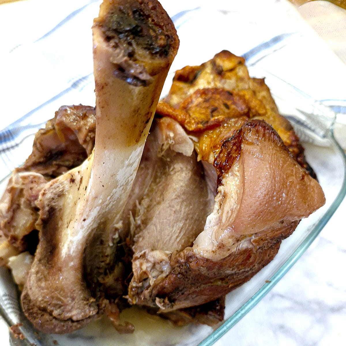 C;ose up of the bone being removed from the meat.