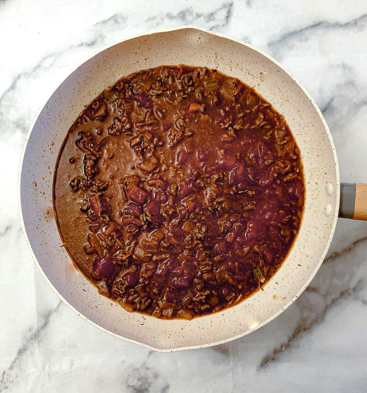 Step 3 - add the stock, with remaining ingredients.