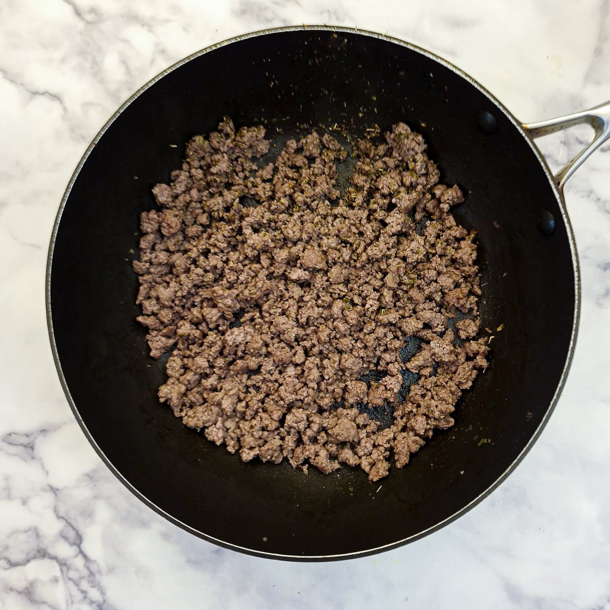 Step 1, brown the mince.