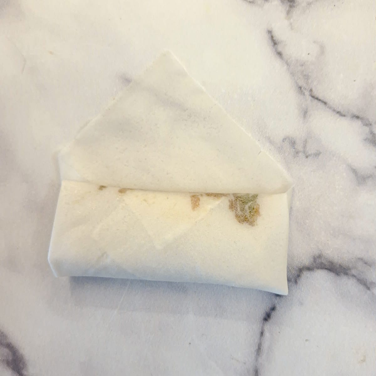 Step 8, spring roll rolled into a cigar shape.