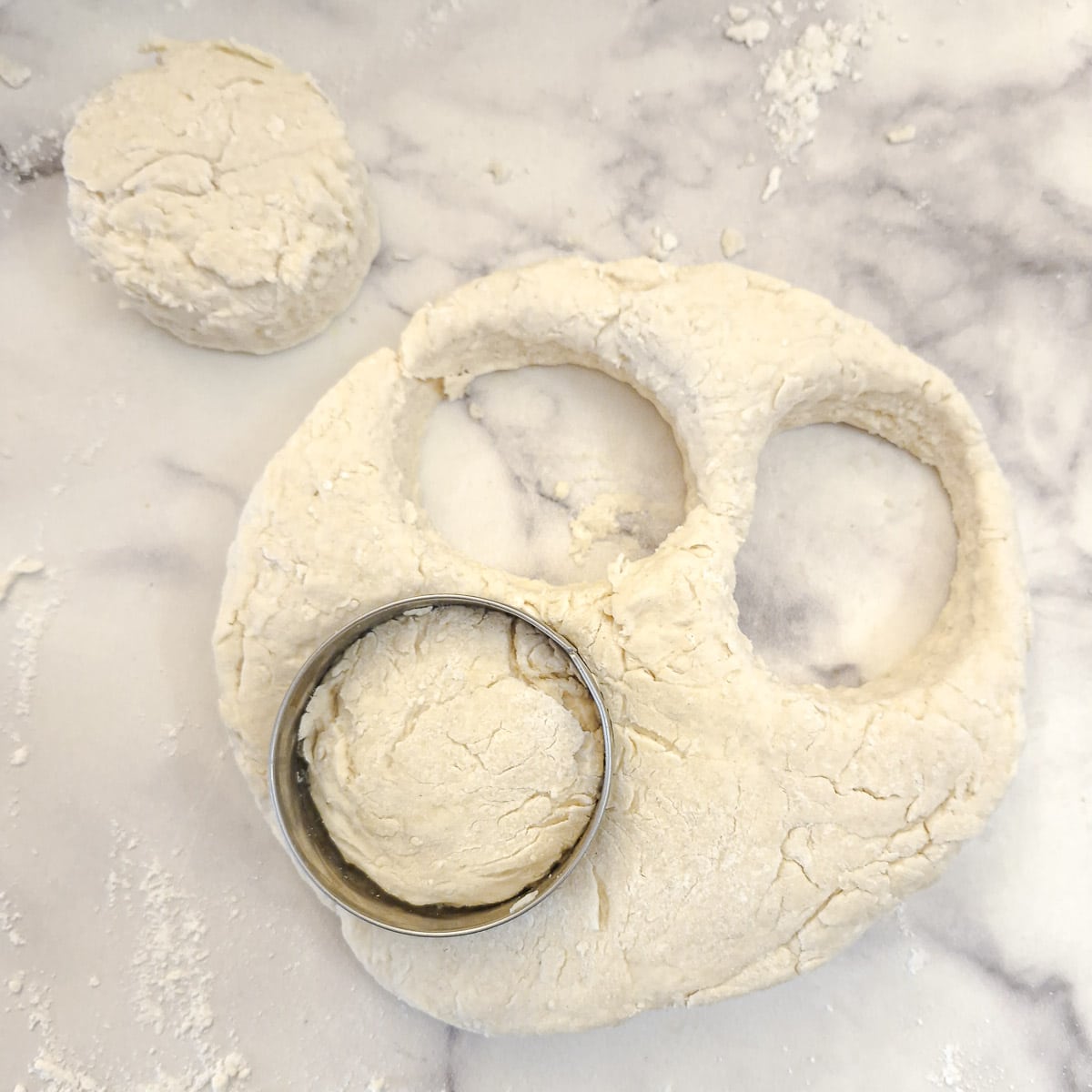 Step 5 - press dough out into a circul and cut rounds with a scone cutter.