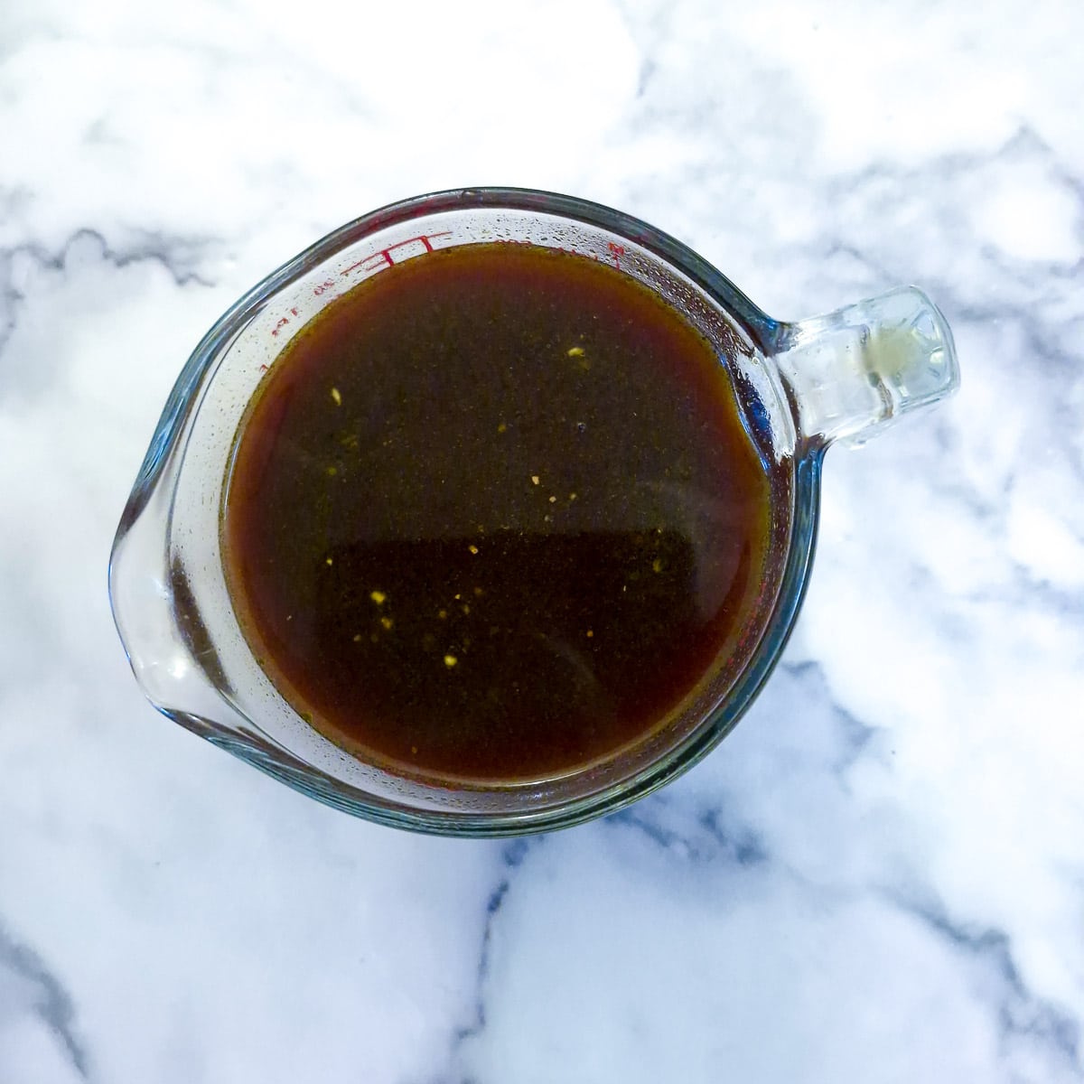 Step 3, sauce ingredients combined in a glass jug.