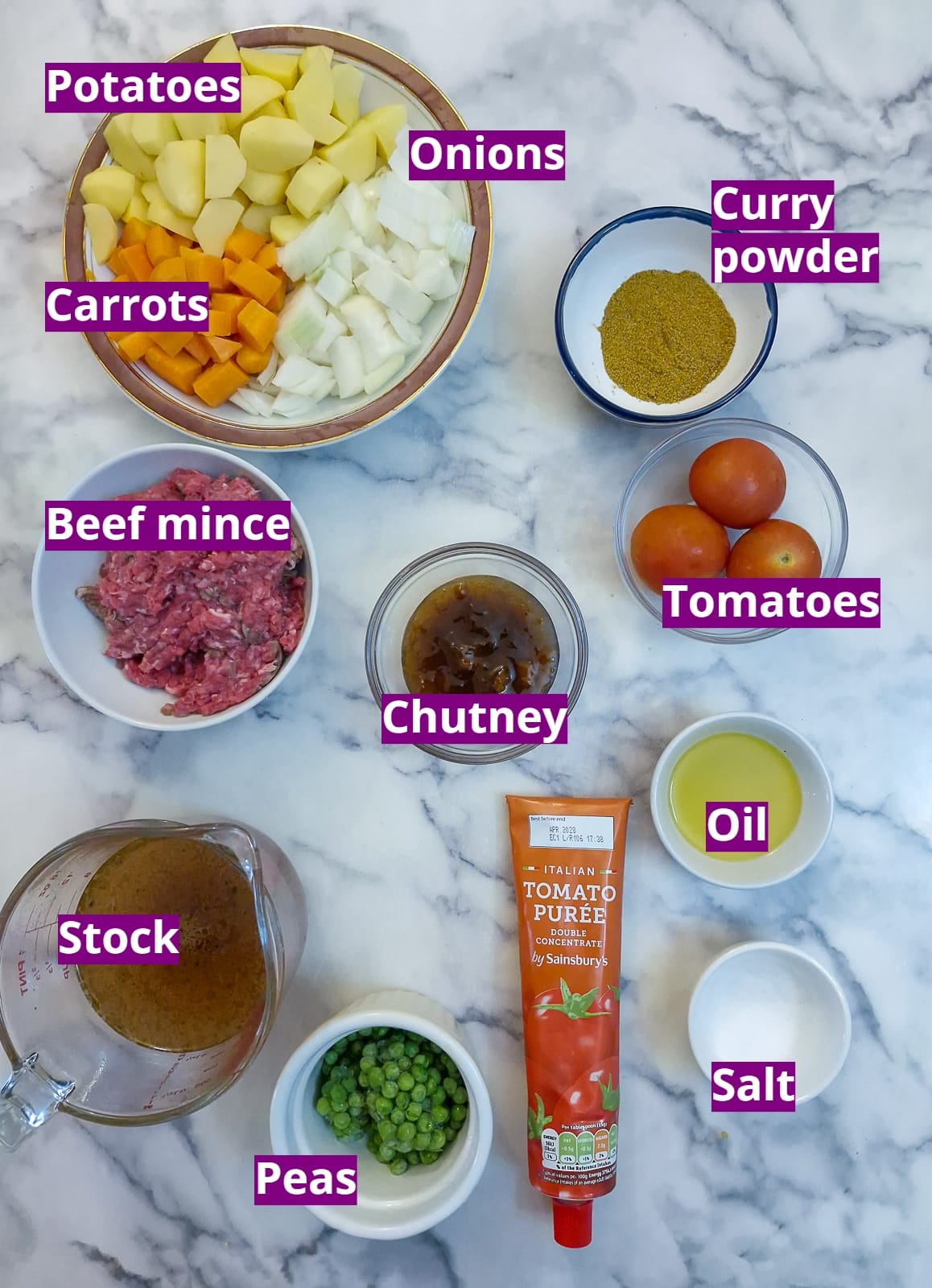 Ingredients you will need for making curry in a hurry.