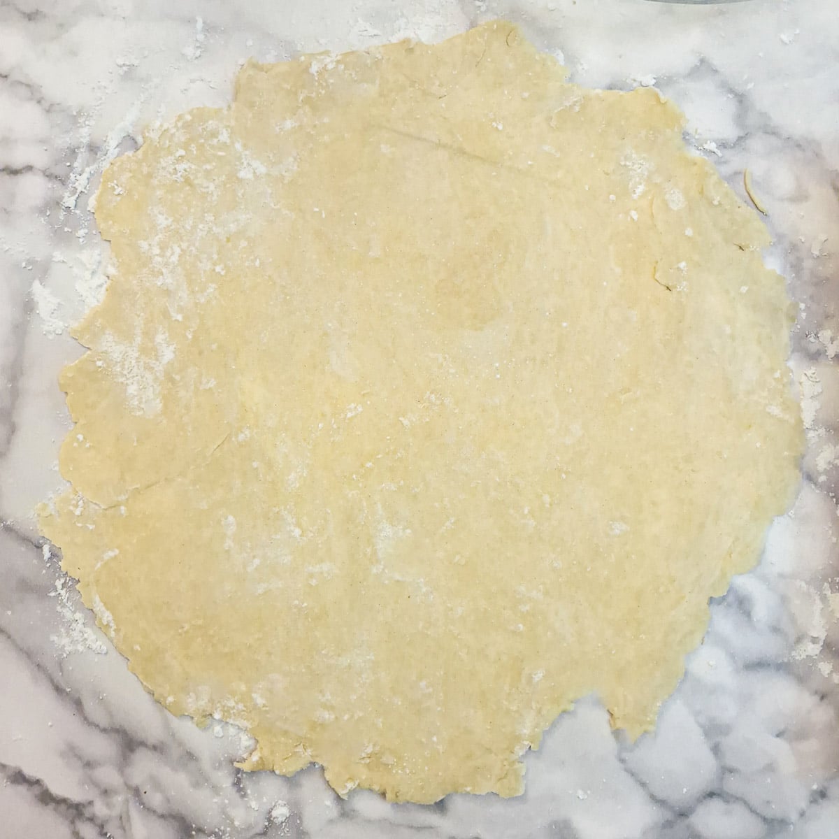 Step 6, pastry rolled into a circular shape.