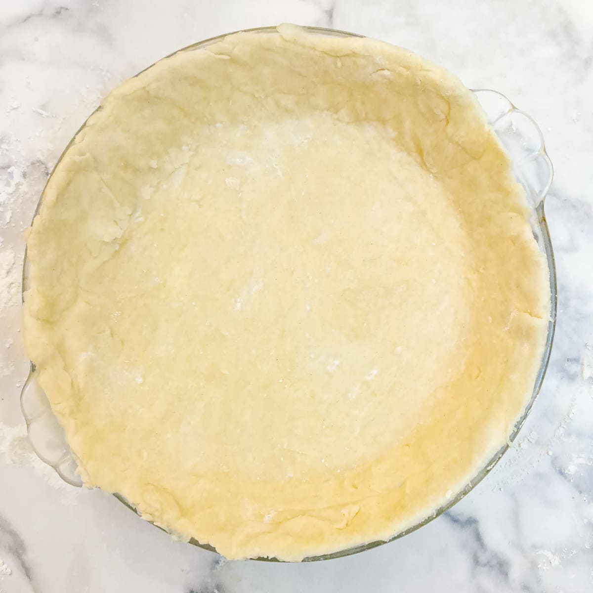 Step 7, a baking dish lined with pastry.