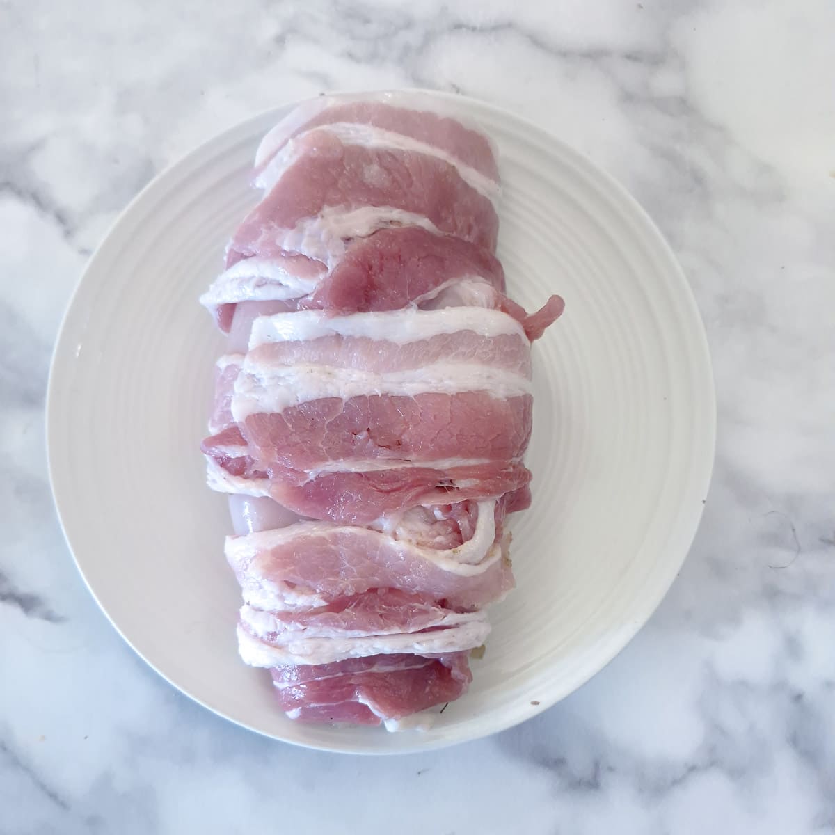 Step 7, a pate-stuffed chicken breast wrapped in bacon.