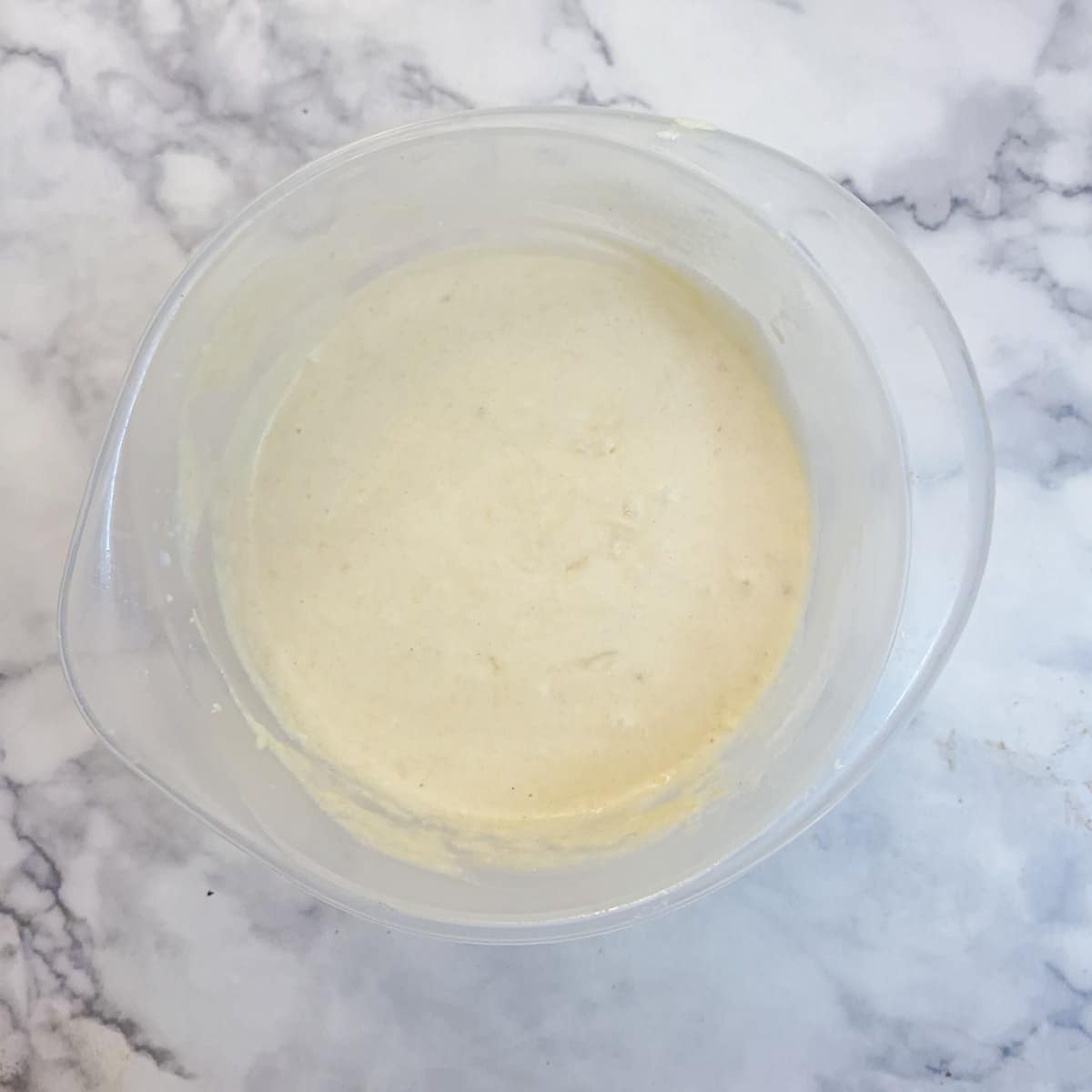 Flour and milk added to form the cake batteer.