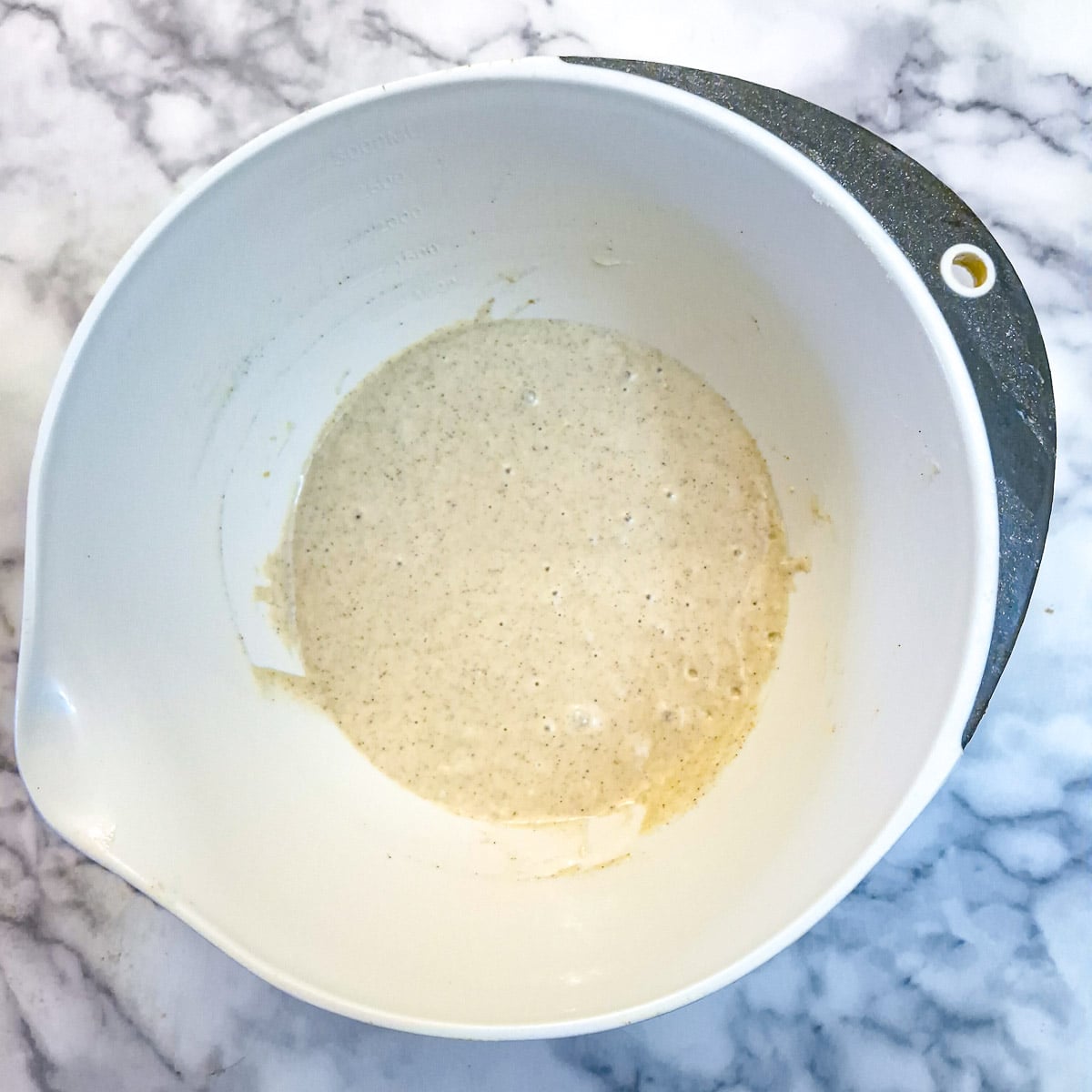 Flour mixed into the batter.