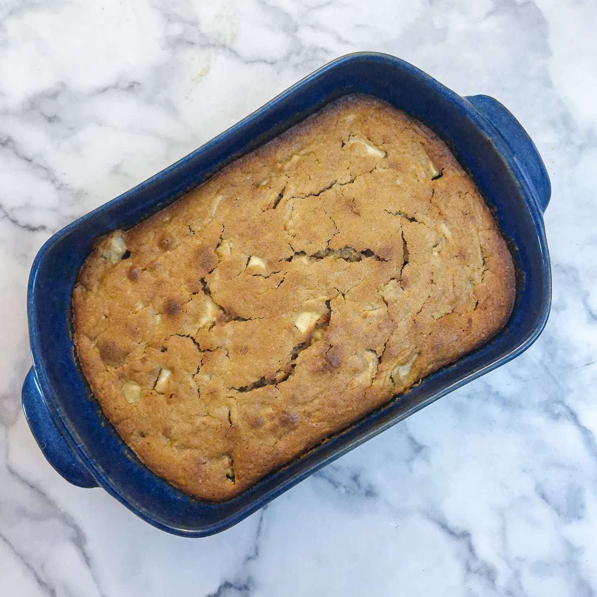 Step 7 - the biscoff apple cake after it has been baked in the oven.
