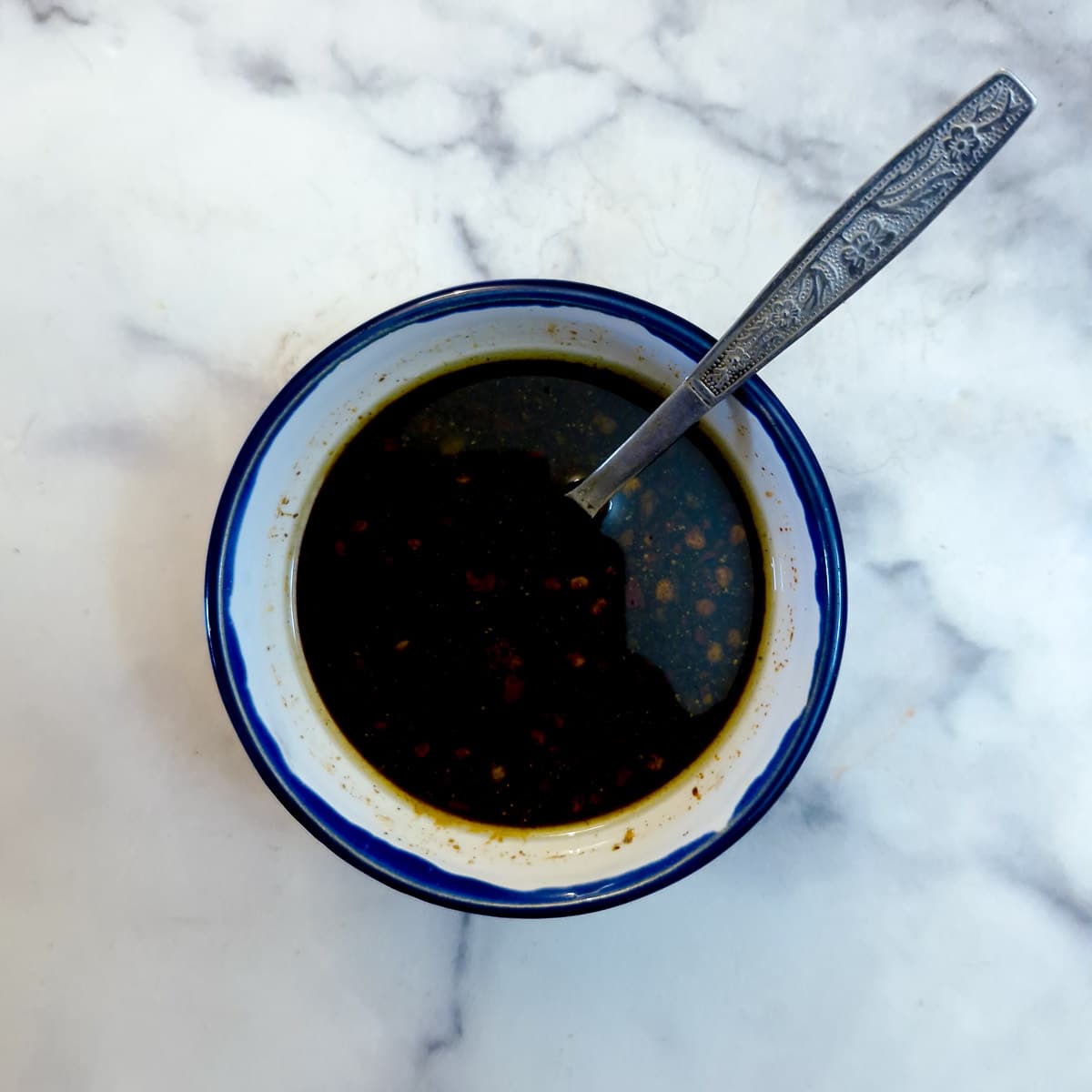 Step 1. Marinade ingredients combined in a small bowl.