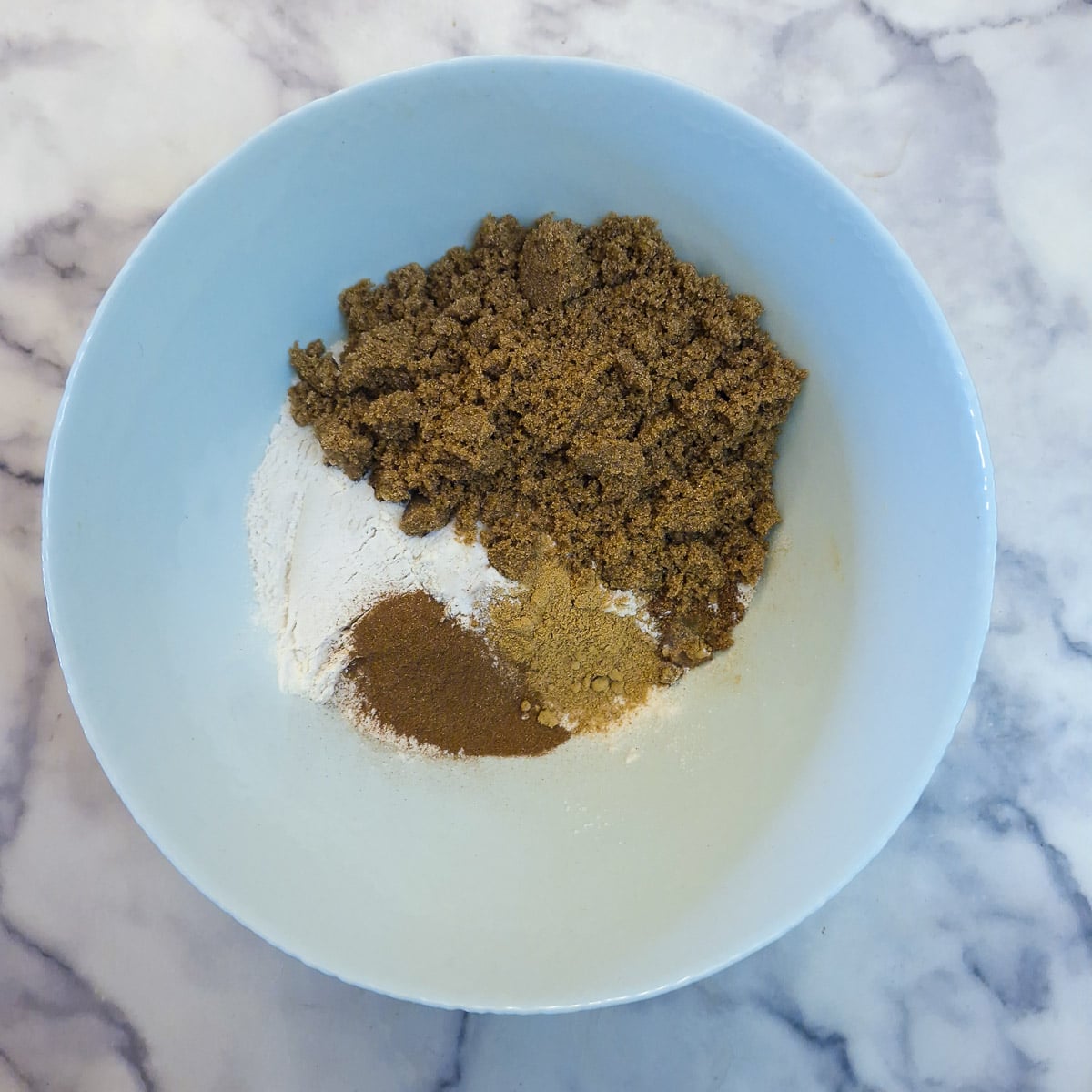Step 1 - dry ingredients in a mixing bowl.