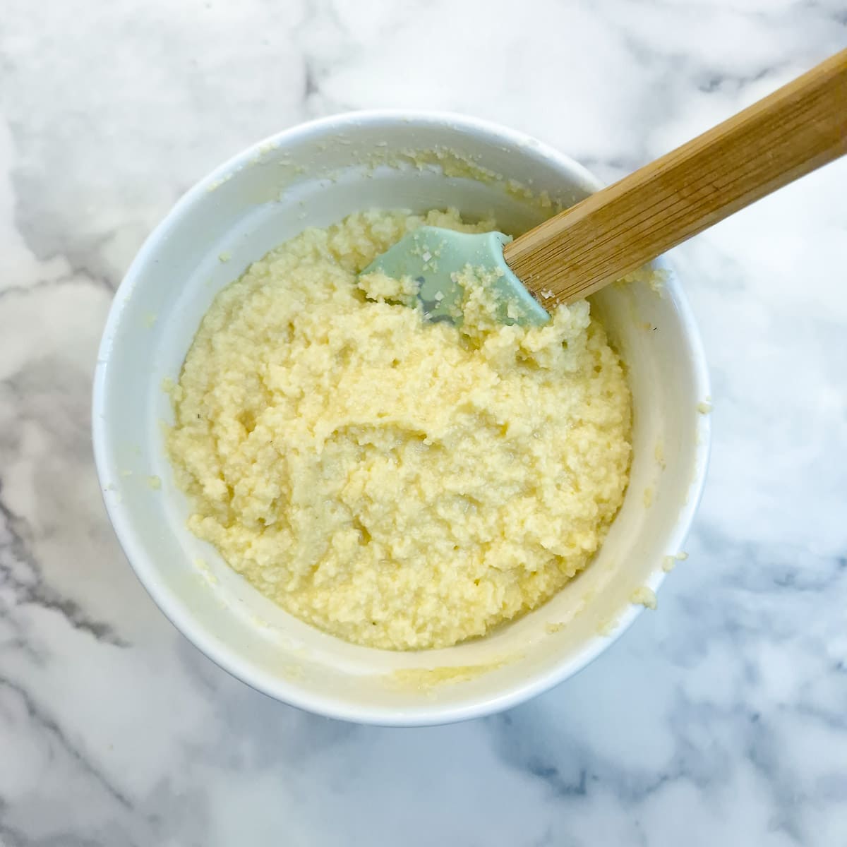 Step 19 - ground almonds being combined with the eggs, butter and sugar to form frangipane.