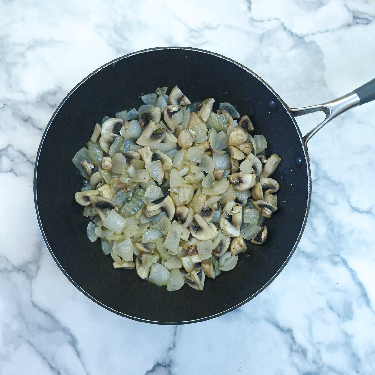 Step 3 - softened mushrooms and onions.