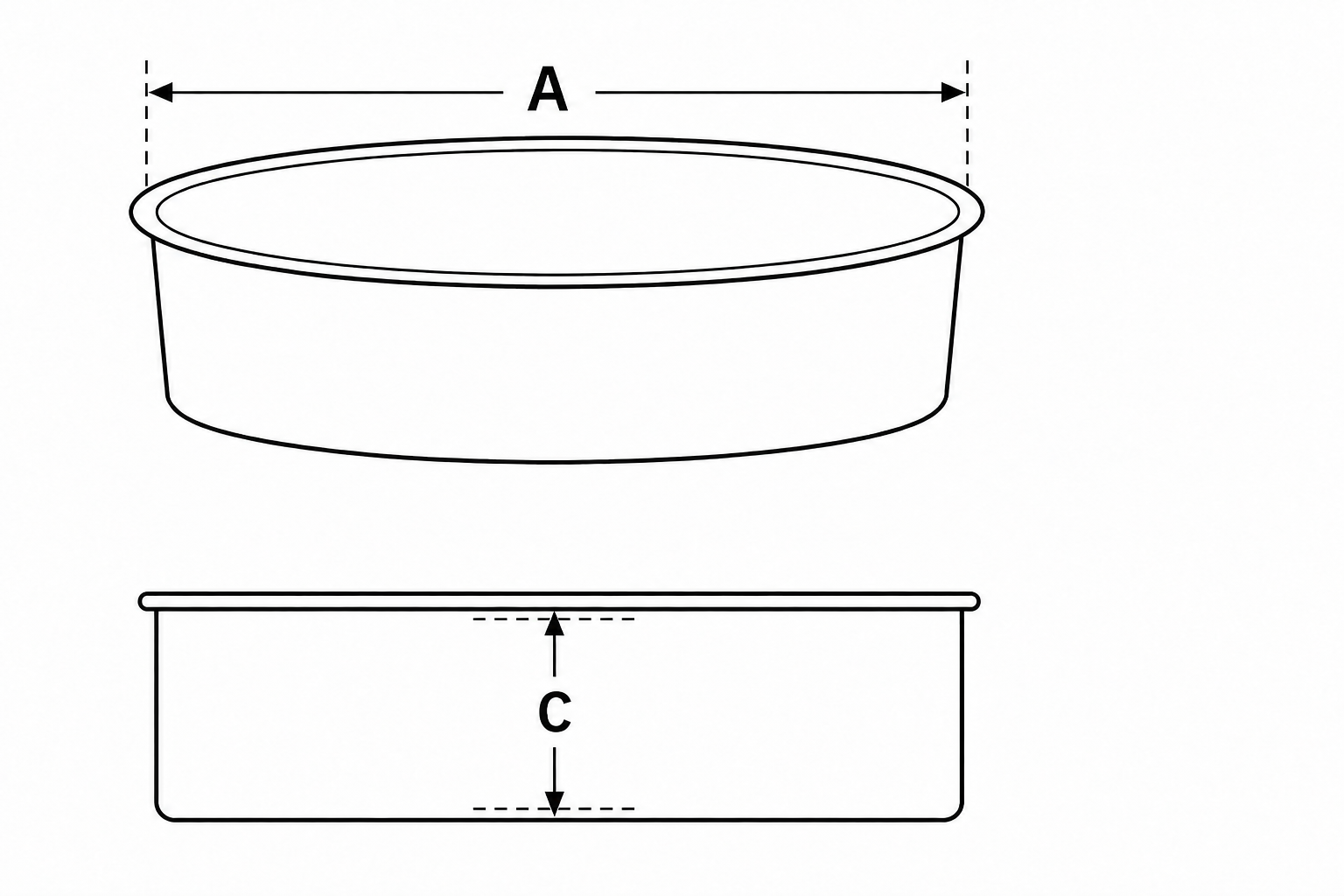How to measure the diameter and depth of a round, straight-sided baking dish.