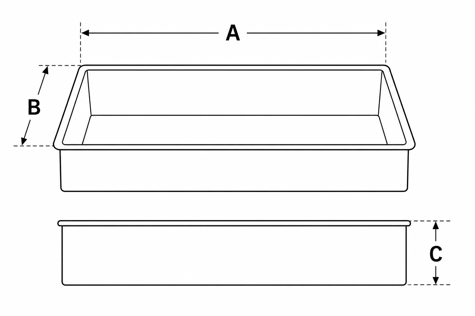 How to measure the length, width and depth of a rectangular straight-sided baking dish.